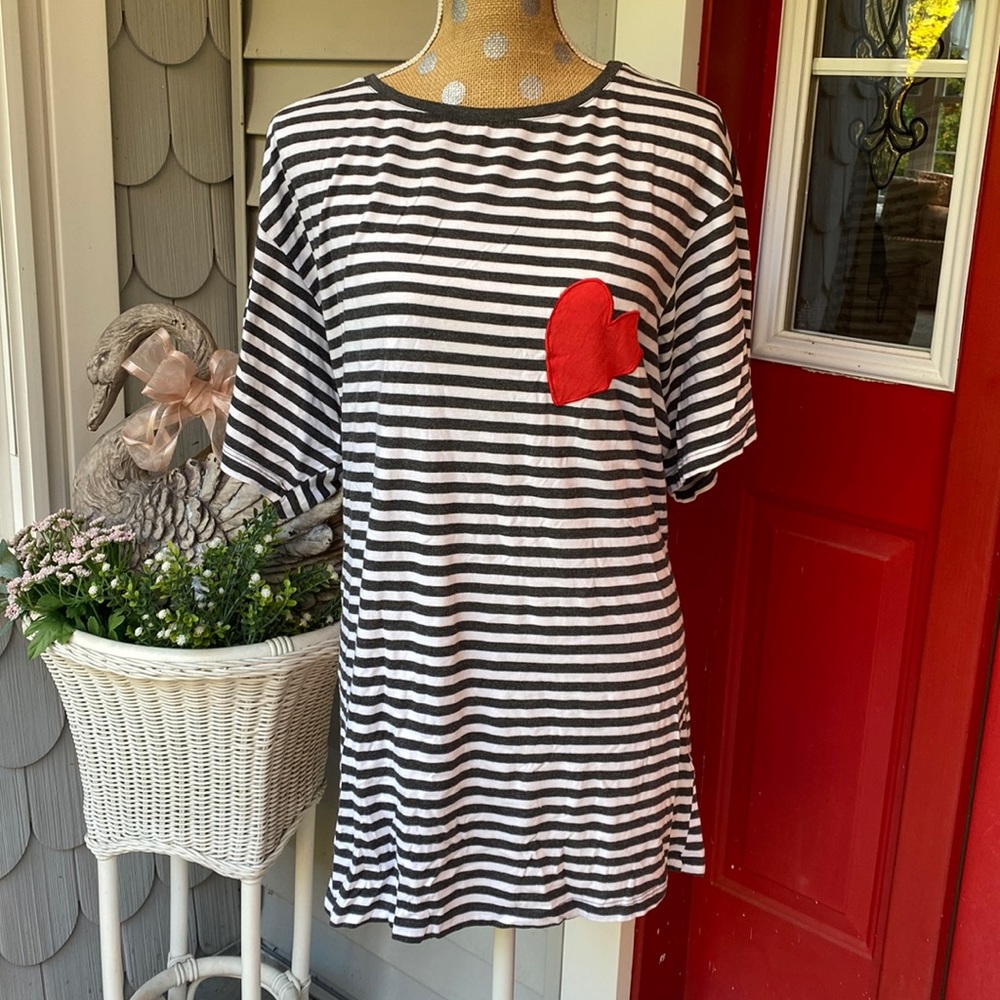 Oversized Sleep Shirt with Heart Design